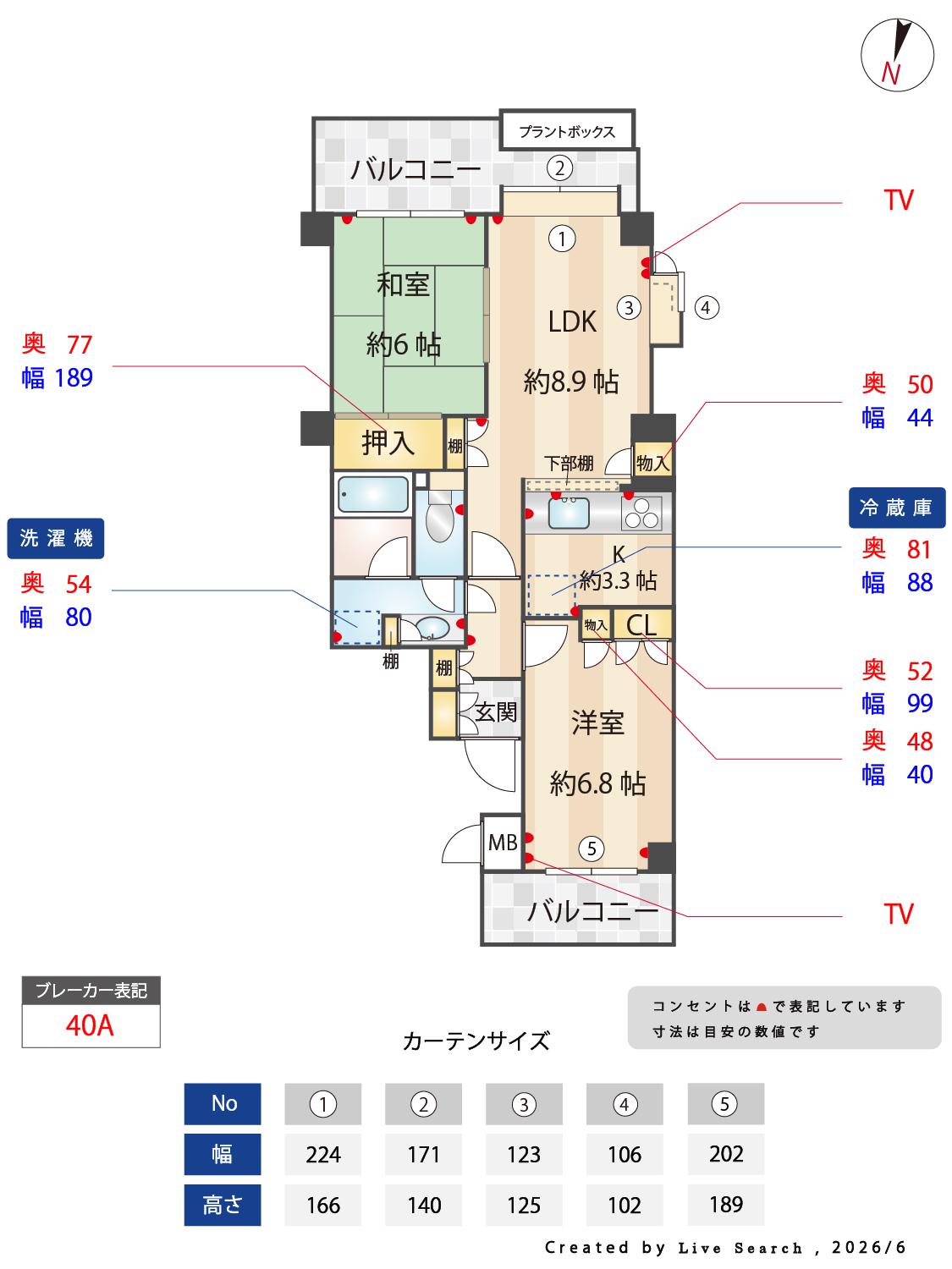 大岡山パークホームズ(2LDK/3階)の間取り写真