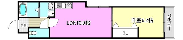 フジパレス吹田岸辺(1LDK/2階)の間取り写真