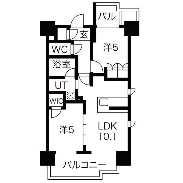 SK RESIDENCES SHINSAIBASHI(2LDK/7階)の間取り写真