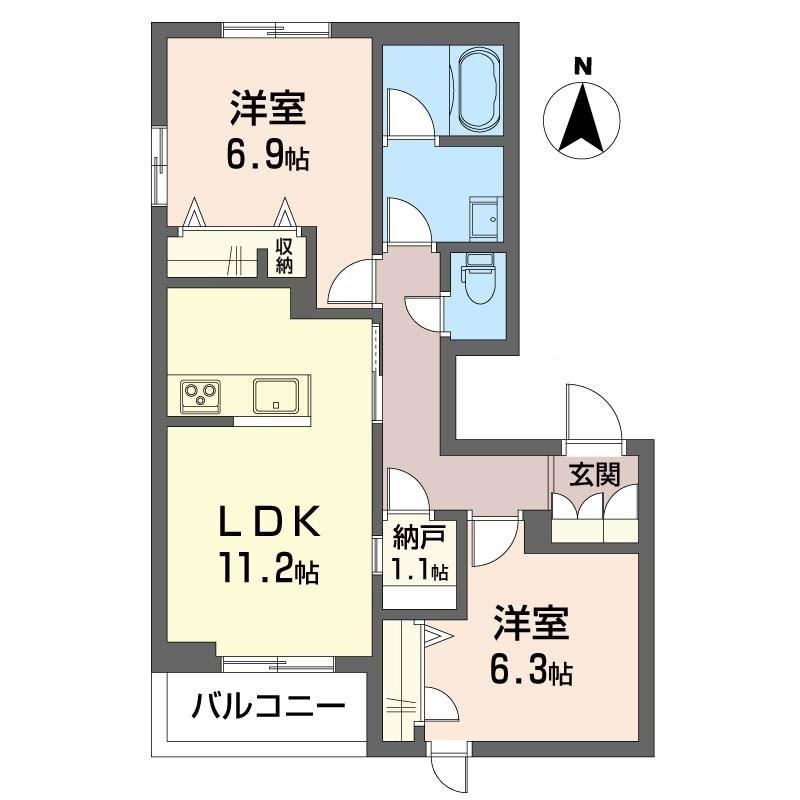 カンパネーヴェ(2SLDK/2階)の間取り写真