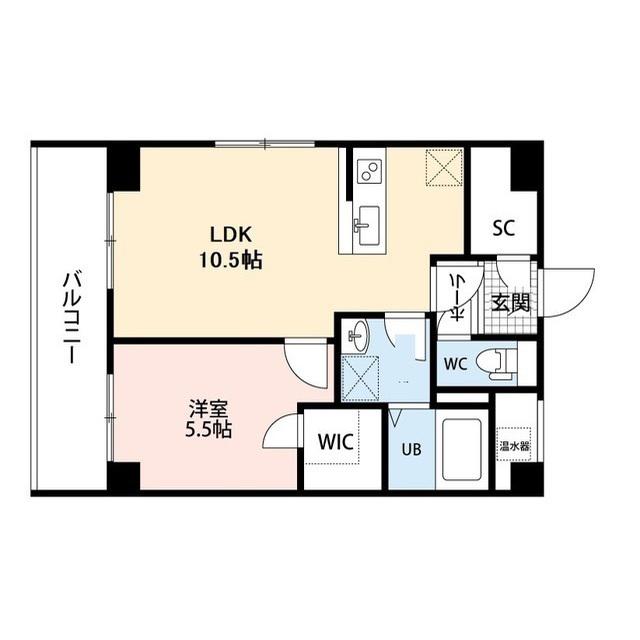 パーク万代マリーナコート(1LDK/10階)の間取り写真