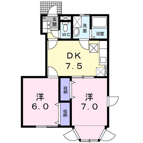ロワジールII(2DK/1階)の間取り写真