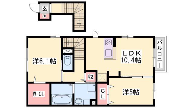 パークハイム六番館(2LDK/2階)の間取り写真