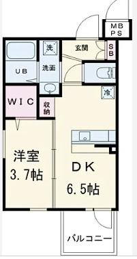 ユーガ都立大学(1DK/3階)の間取り写真
