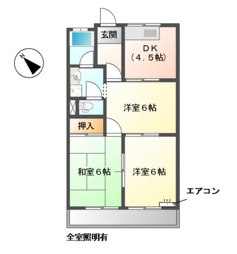 ハイツシュン(3K/2階)の間取り写真