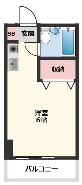 コーポサンライズ西田(ワンルーム/2階)の間取り写真