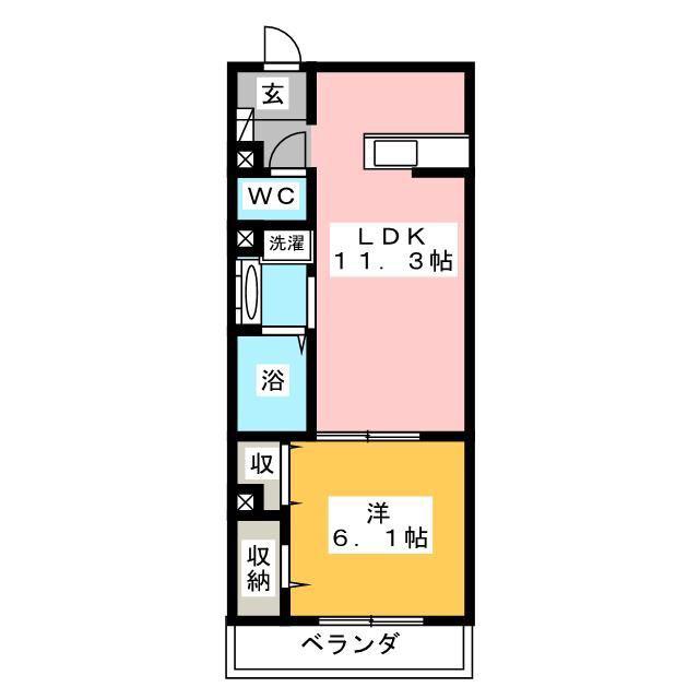 オレンジハウス(1LDK/2階)の間取り写真