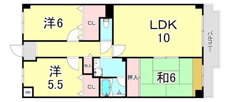 メゾン東山(3LDK/5階)の間取り写真