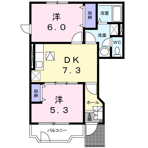 エスペランス・K(2DK/1階)の間取り写真