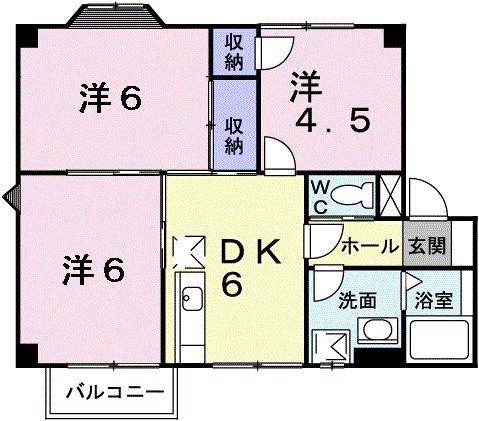 ロイヤルパレス恩田(3DK/2階)の間取り写真