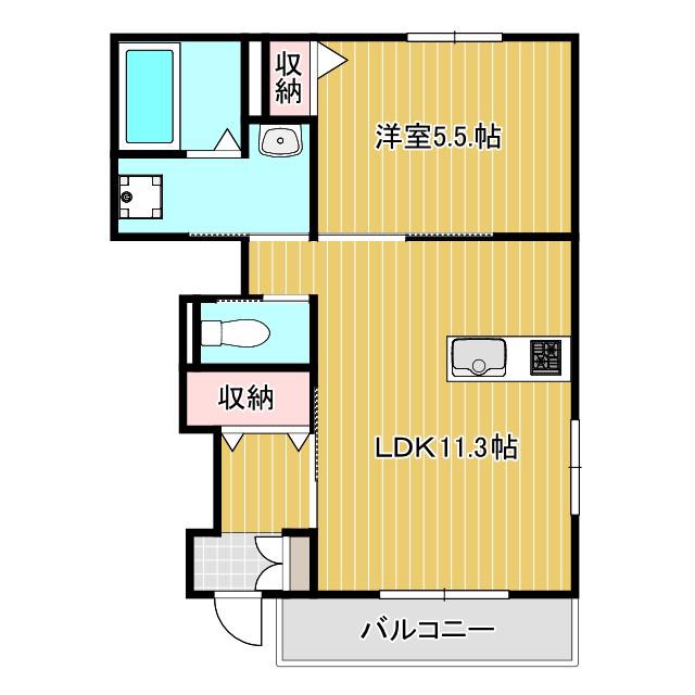 トゥルーハート(1LDK/1階)の間取り写真