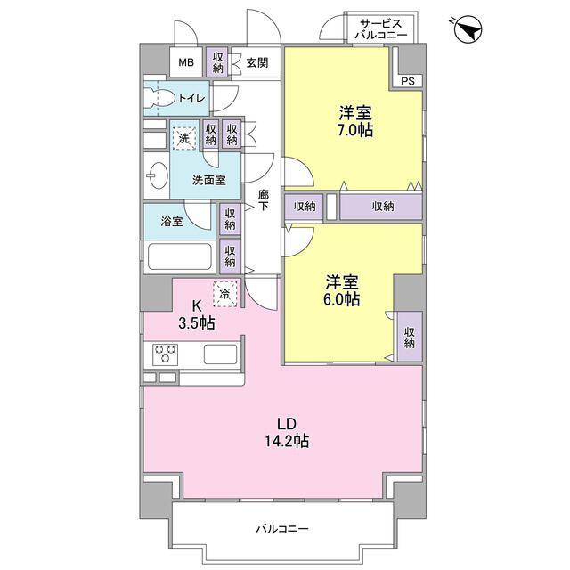 ヴェルデュール本郷壱番館(2LDK/8階)の間取り写真