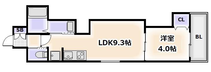 BOMIORA寺田町(1LDK/3階)の間取り写真