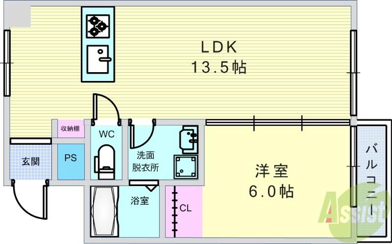 住吉ハイツ(1LDK/1階)の間取り写真