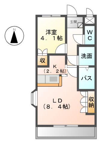 グランド・ハピネス(1LDK/2階)の間取り写真