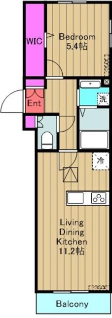 アジュール(1LDK/2階)の間取り写真
