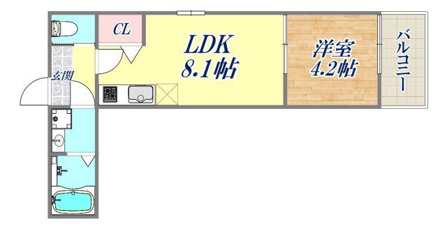 KOBE MKC(1LDK/1階)の間取り写真