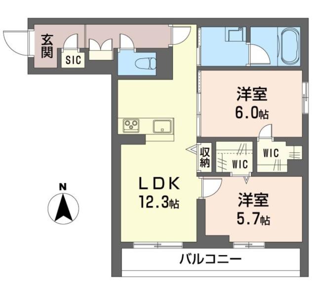 クリスターロ(2LDK/2階)の間取り写真