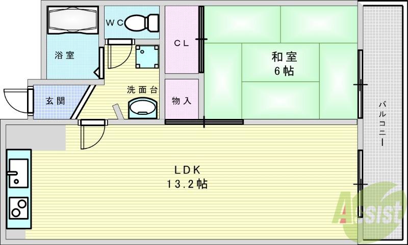 成晃マンション(1LDK/3階)の間取り写真