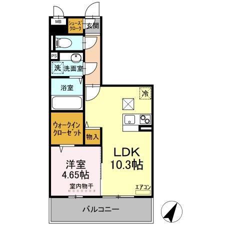 アヴニール21(1LDK/1階)の間取り写真