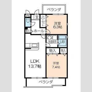 グランシャリオ(2LDK/1階)の間取り写真