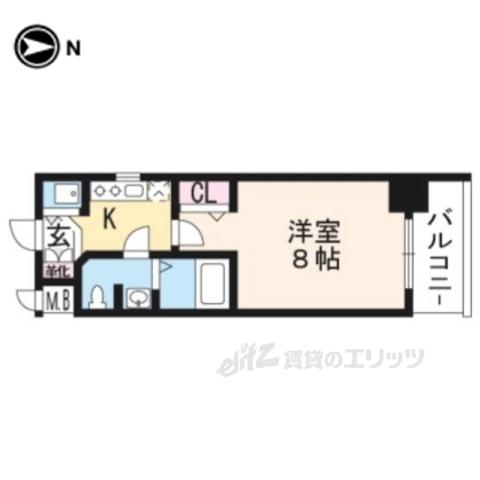 アクアプレイス京都洛南(1K/4階)の間取り写真