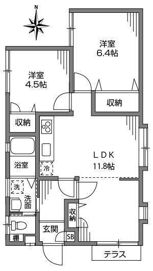 ペイサージュ三鷹(3DK/1階)の間取り写真