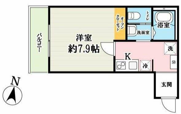 キャメル吉川5B(1K/3階)の間取り写真