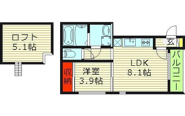 ハーモニーテラス今福西(1SLDK/2階)の間取り写真