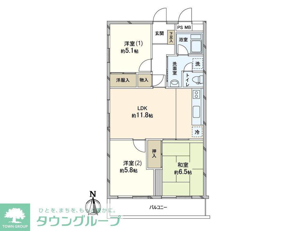 パークハイム経堂(3LDK/3階)の間取り写真