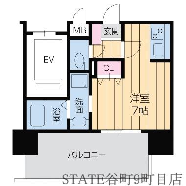 ドゥーエ森ノ宮(ワンルーム/6階)の間取り写真