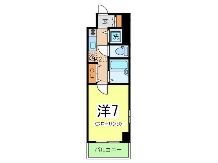 SQUARE潮見(1K/3階)の間取り写真