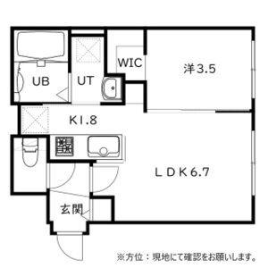 CASA AT新道東(1LDK/1階)の間取り写真