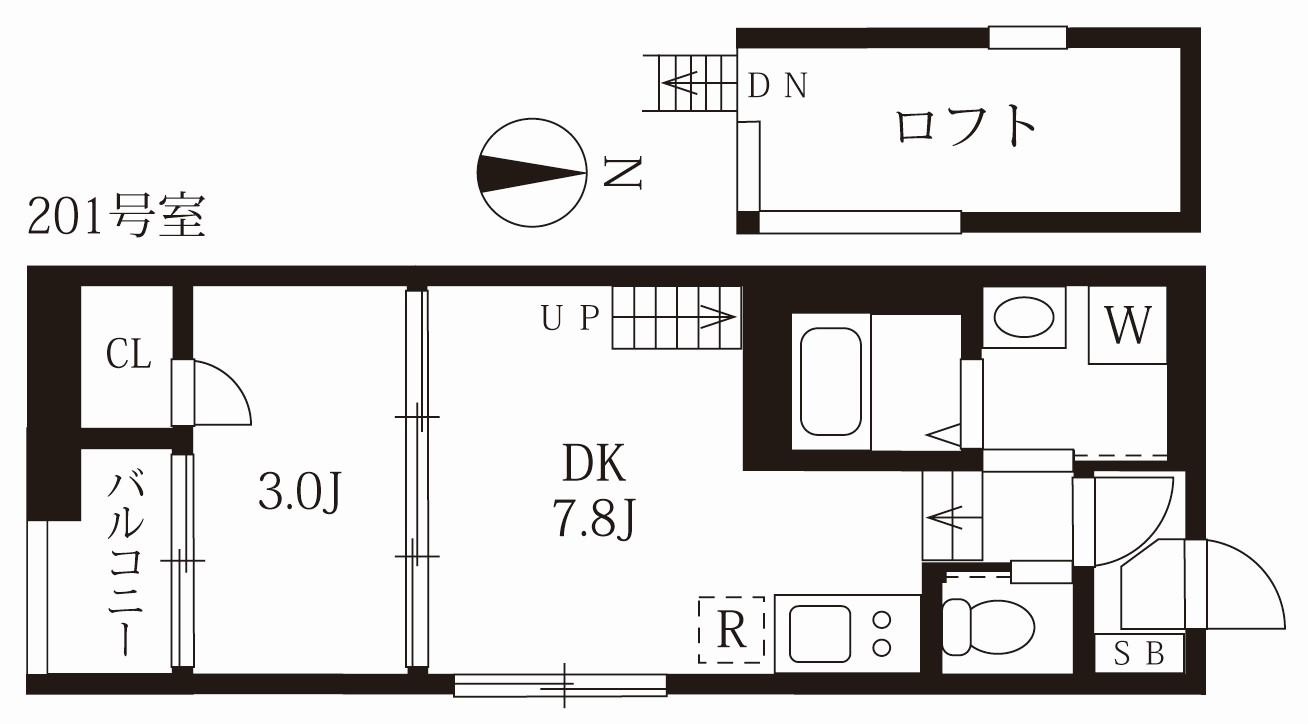 ハーモニーテラス野田II(1DK/2階)の間取り写真