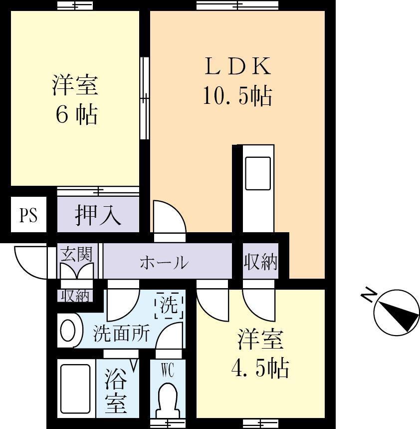 ホープホームB(2LDK/2階)の間取り写真