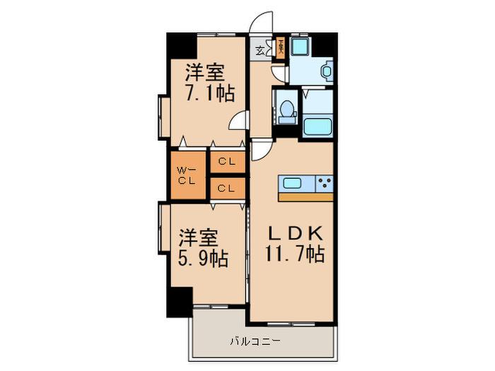 アドヴァンスコート中井(2LDK/4階)の間取り写真