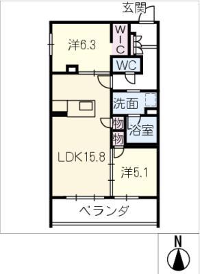 アンビエラ(2LDK/3階)の間取り写真