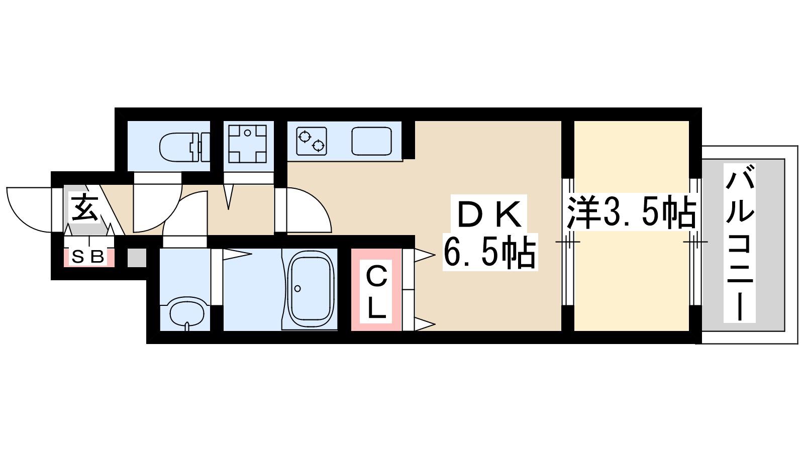 スワンズシティ新大阪プライム(1DK/2階)の間取り写真