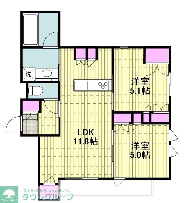 古市場2丁目メゾン(2LDK/2階)の間取り写真