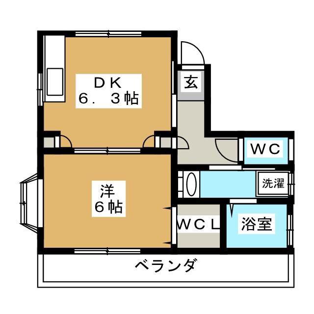 コンフォート・N(1DK/2階)の間取り写真
