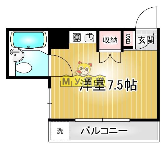 サンメゾン安田(ワンルーム/1階)の間取り写真