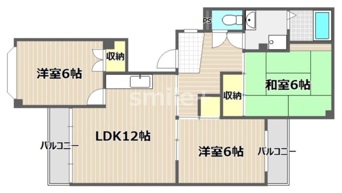ドミール94(3LDK/3階)の間取り写真
