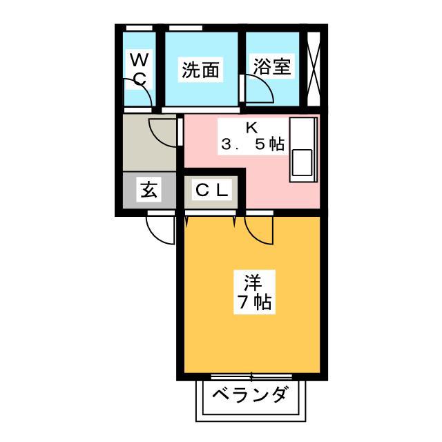 サニーコート上浜B(1K/1階)の間取り写真