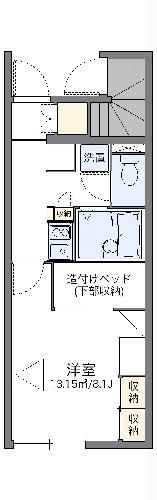 レオパレスビアンネートル(1K/1階)の間取り写真