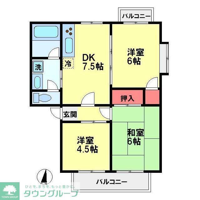 レイン湘南(2LDK/2階)の間取り写真