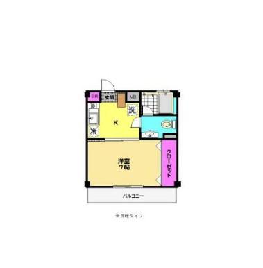 ビームス六町(1K/2階)の間取り写真