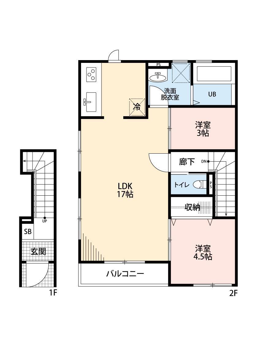 リーブルファイン川越宮元町(2LDK/2階)の間取り写真