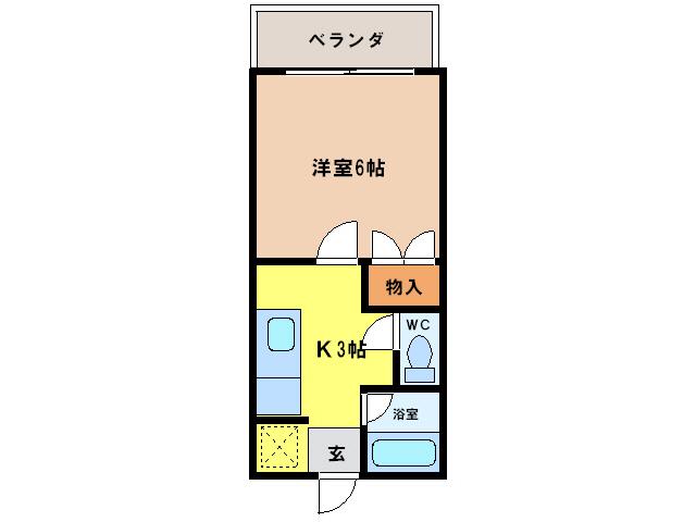 ロア高木瀬21(1K/2階)の間取り写真