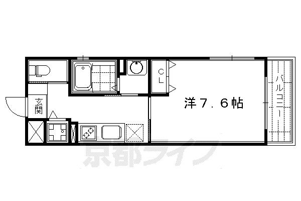 ウイング東山(1K/1階)の間取り写真