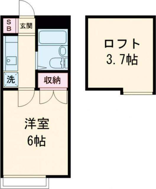 リバーハウス(1K/2階)の間取り写真